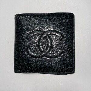 Authentic Chanel Black Quilted Leather Men's Bifold Wallet